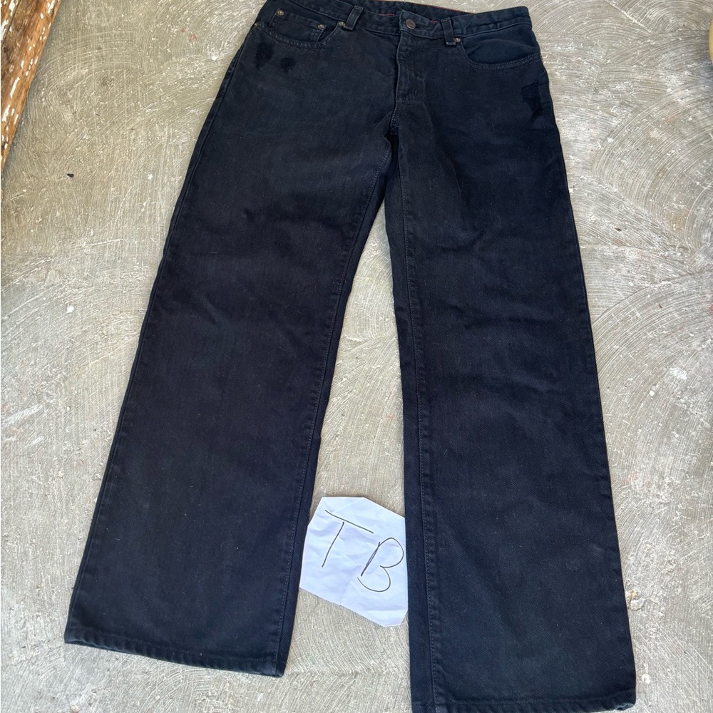 Womens Vintage Y2K Polo Ralph Lauren Dark Black Factory Distressed Jeans Size 18